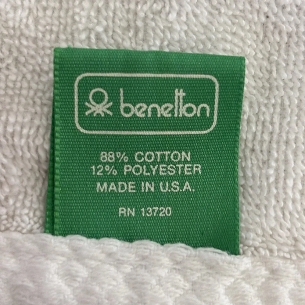 Vintage Benetton Ivory Flower Print Hand Towel Set Of 2‎ 80s USA Cottagecore